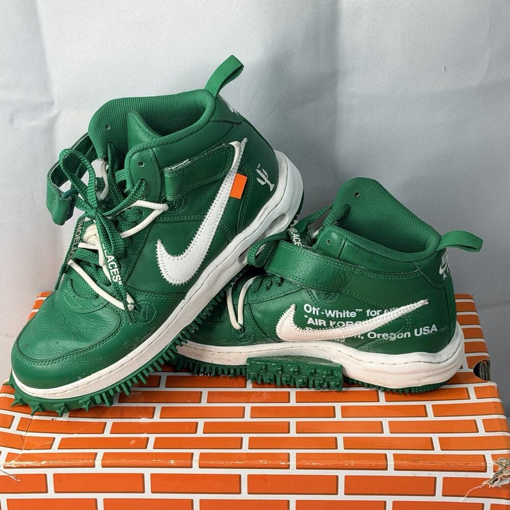 Nike Air Force 1 Mid Off-White Pine Green Size 8 Mens DR0500-300 Sneaker OG Box